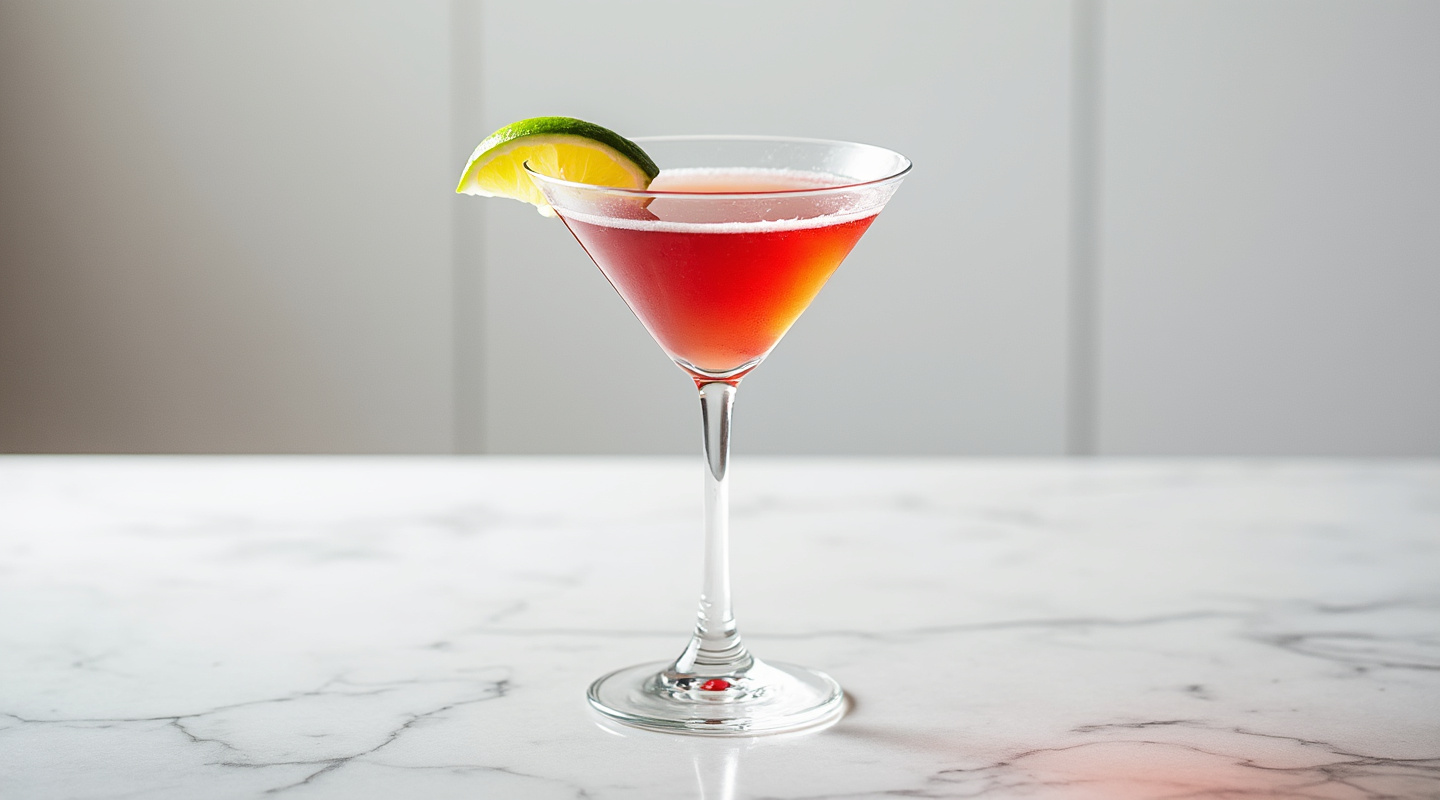 A chilled Plum Daiquiri with a lime wedge garnish