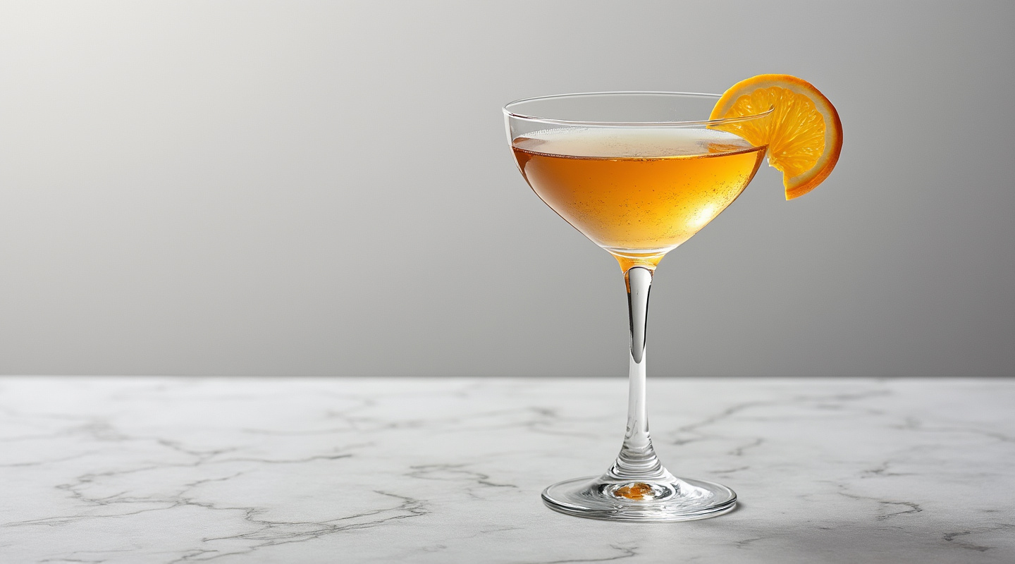 A beautifully presented Alberto Martini in a chilled Coupe, garnished with a twisted peel of orange zest
