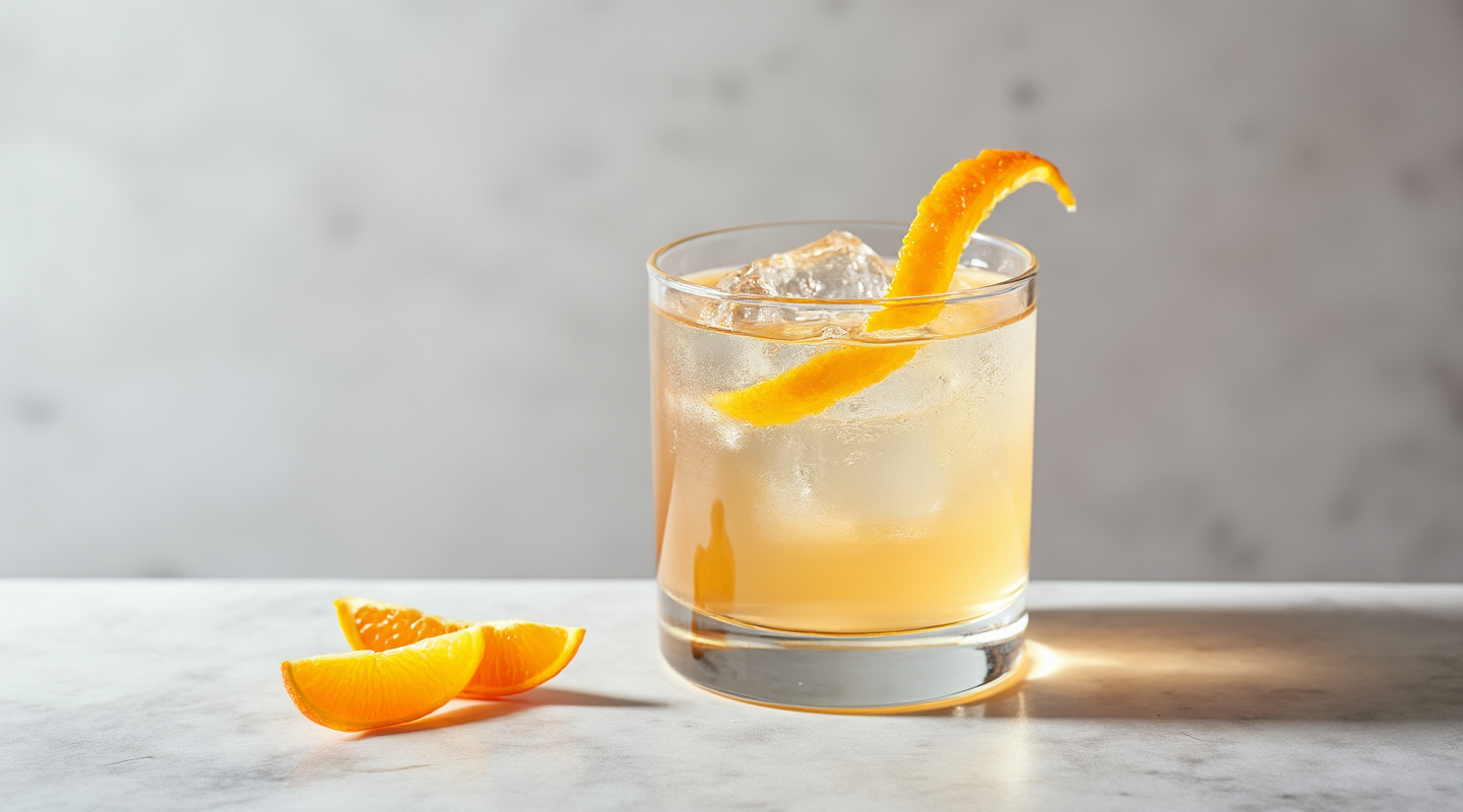 Doctor No. 3 cocktail served in a coupe glass with an orange zest twist