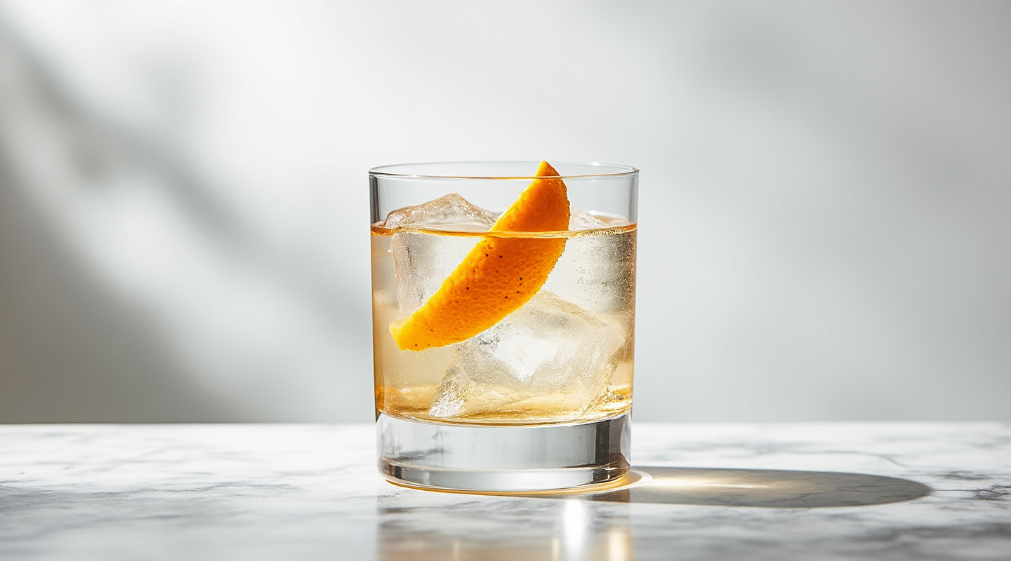 Negroni Bianco in a chilled Old-fashioned glass