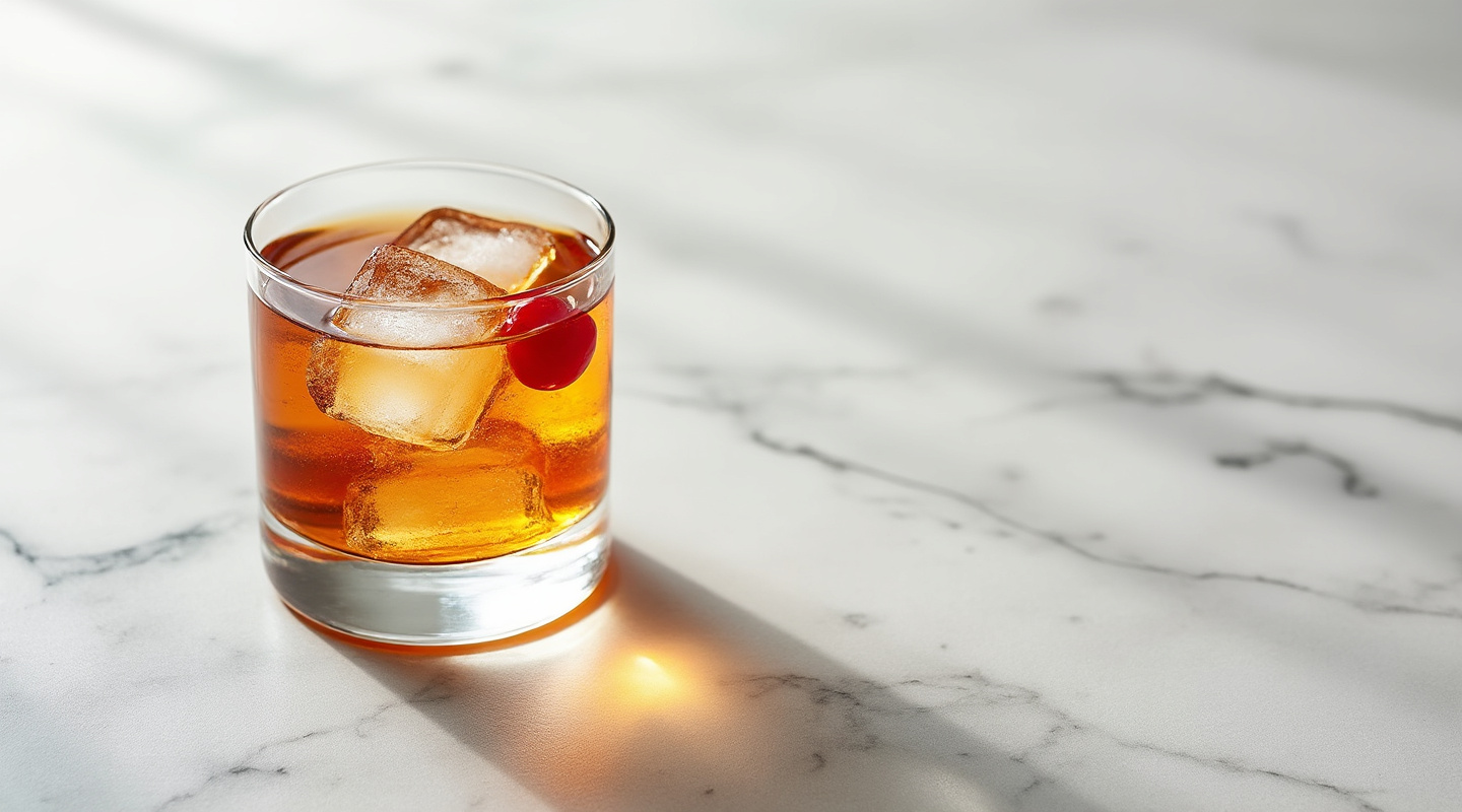 Brandy Manhattan cocktail served in a coupe glass