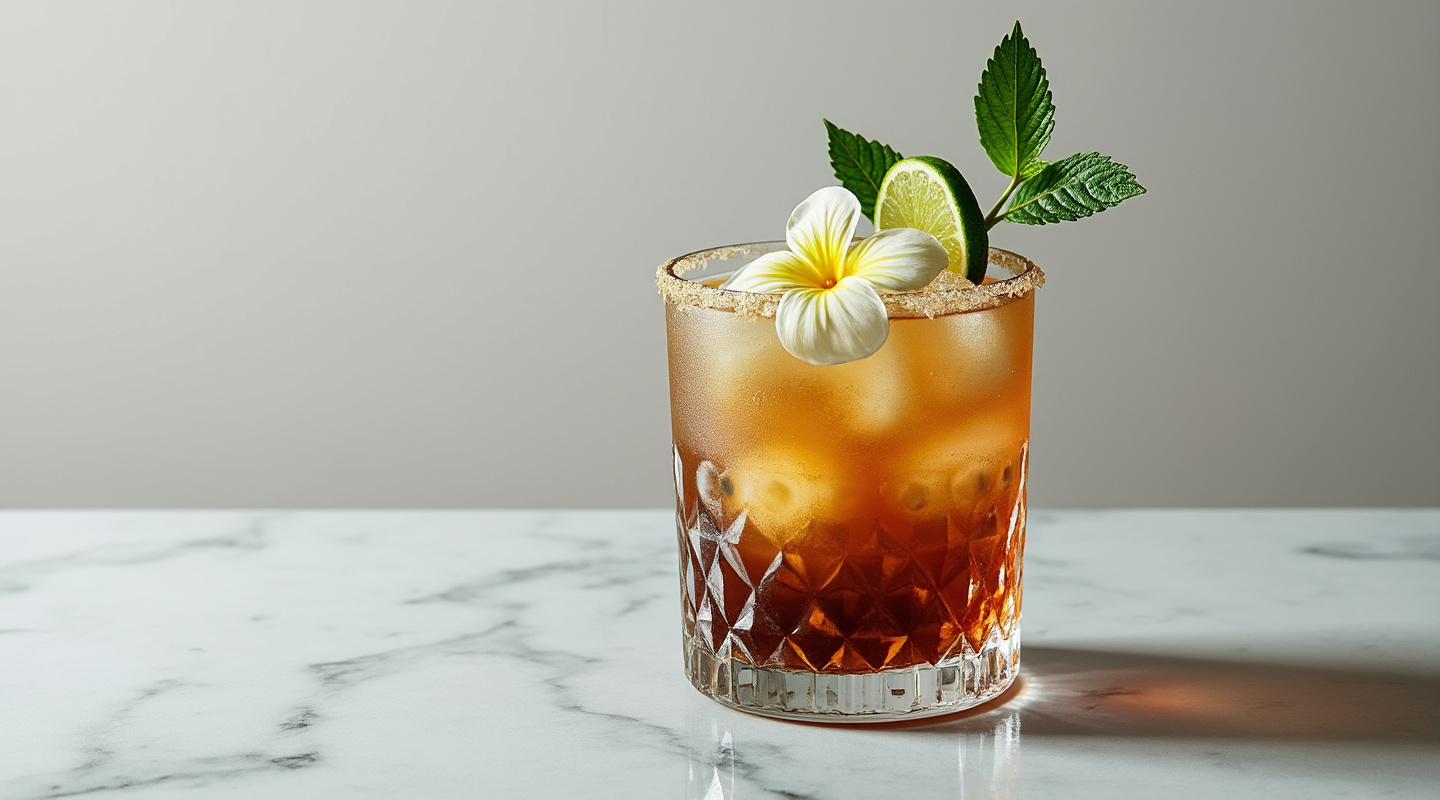 Ojo Negro cocktail served in Tiki mug with garnish