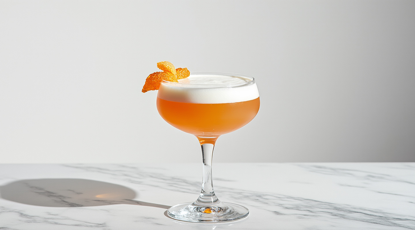Mission Bell Cocktail in a Coupe glass