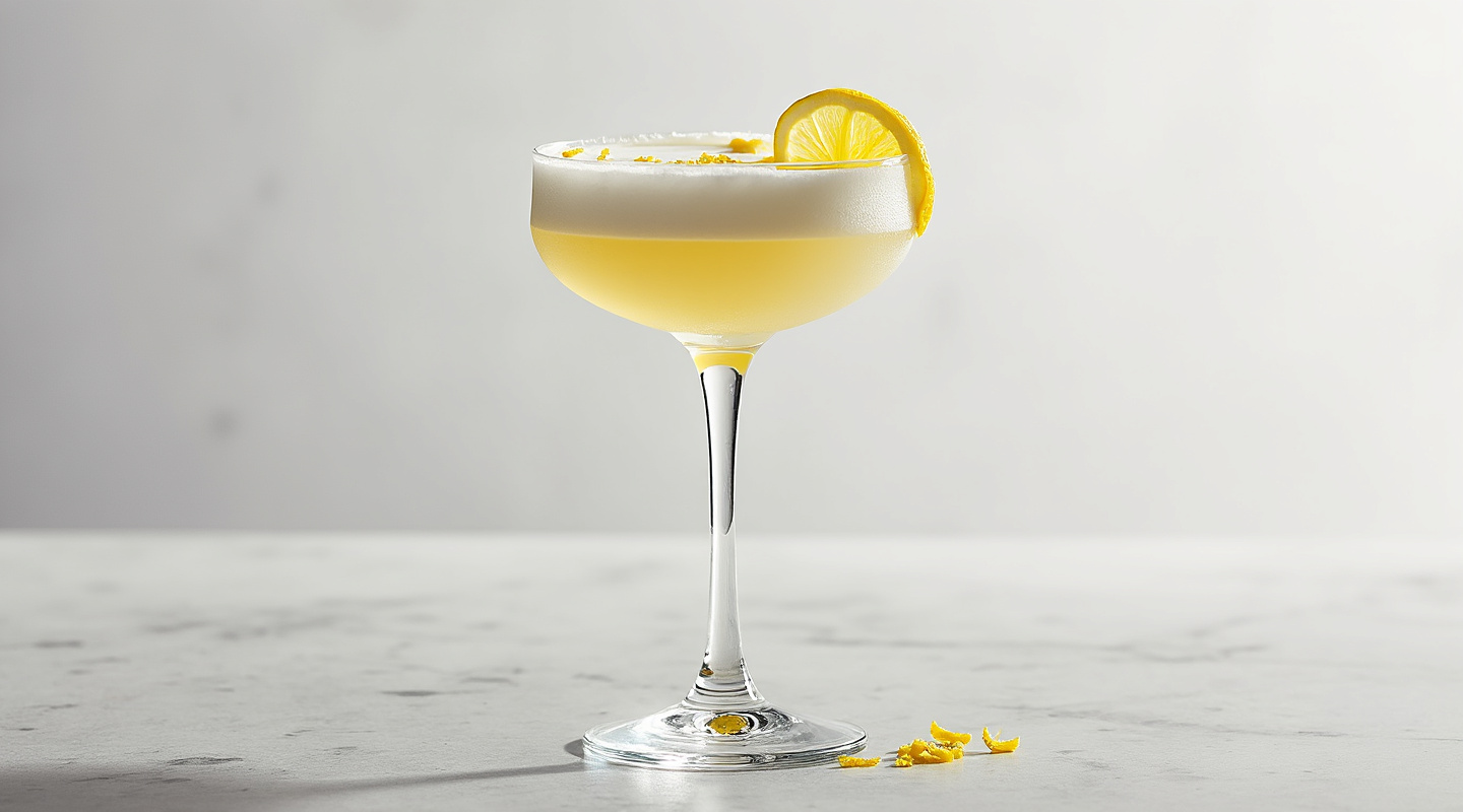 Lemon Chiffon Pie cocktail in a pre-chilled Coupe glass
