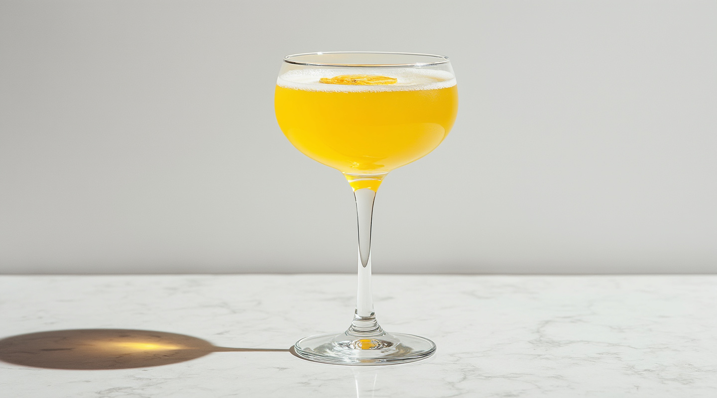 Lemony cocktail in a coupe glass