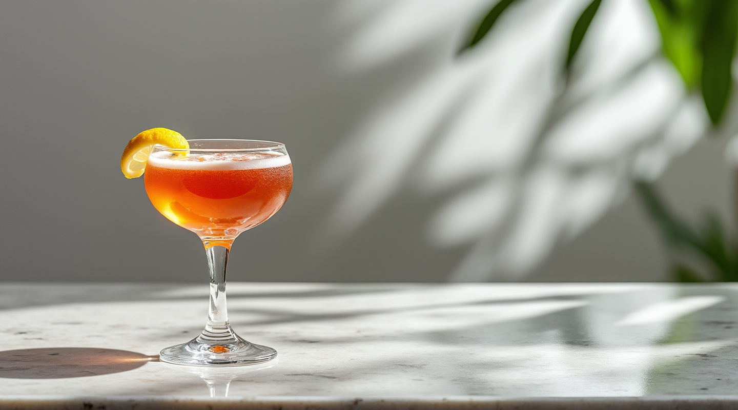 Concealed Weapon cocktail in an Old-fashioned glass garnished with a lemon twist
