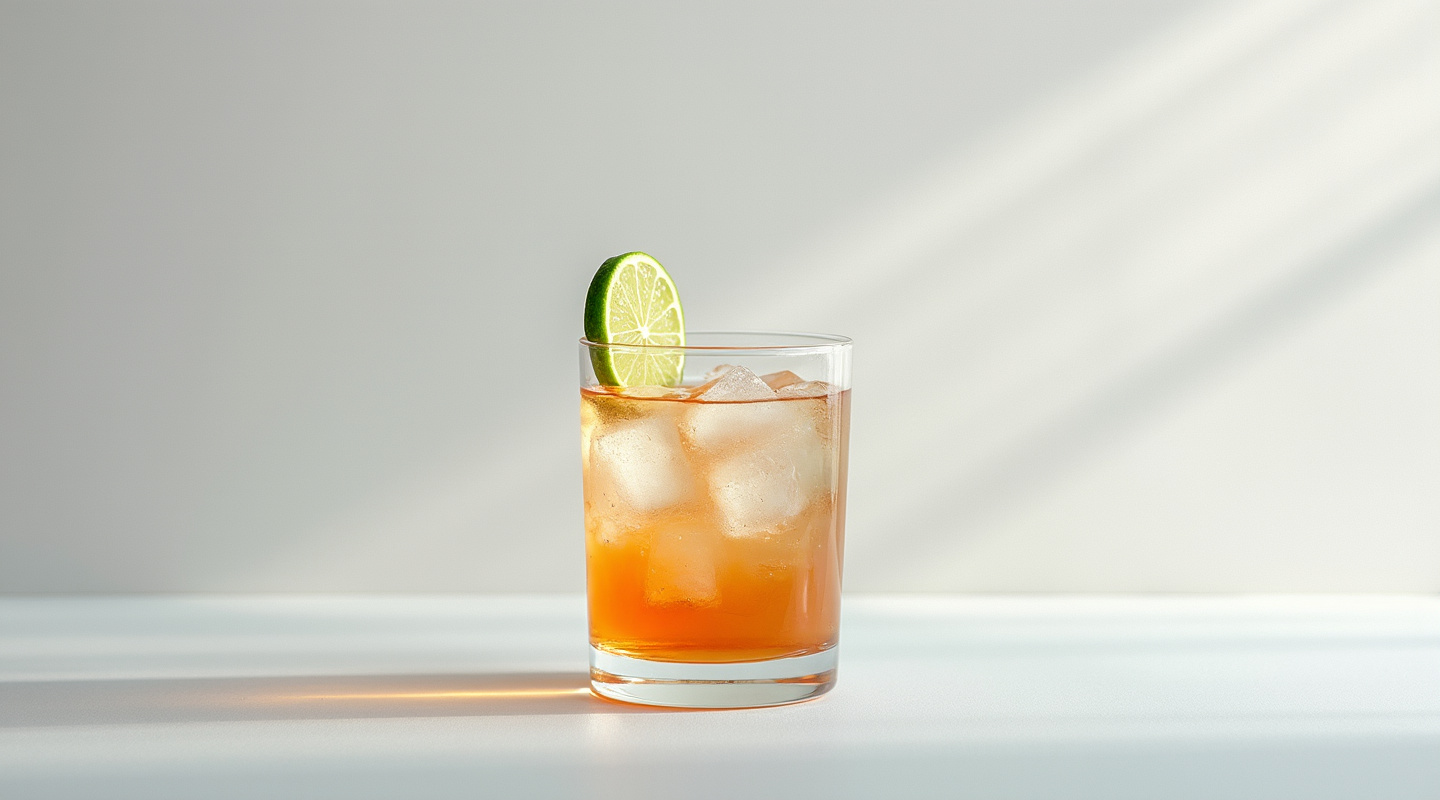 Grateful Dead cocktail in a glass with a lime wedge garnish