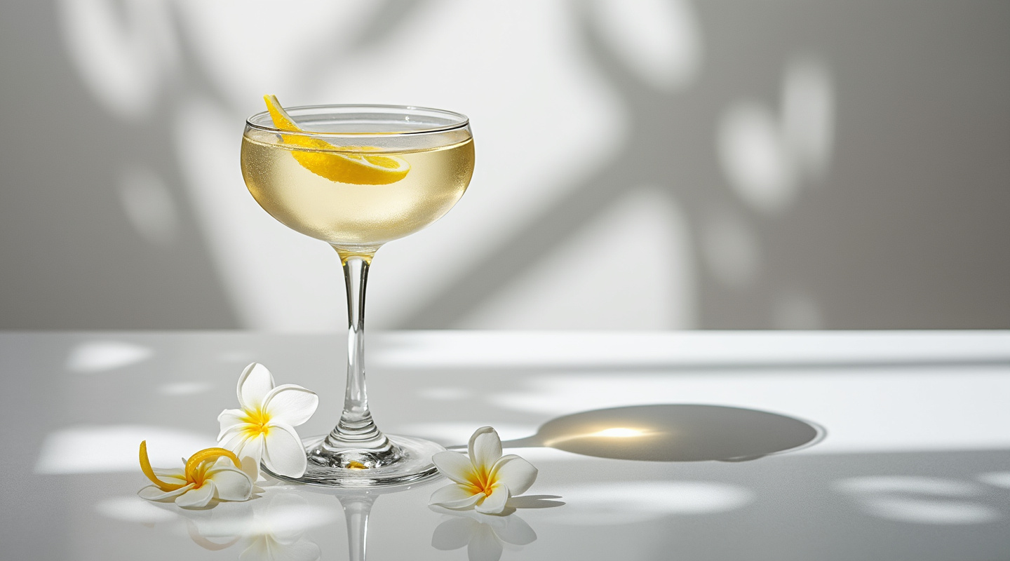 Jasmine cocktail in a chilled Coupe glass
