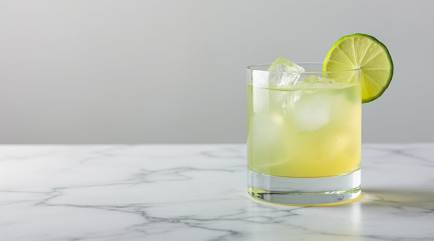 Lime Sour cocktail in a glass with a lime wedge garnish