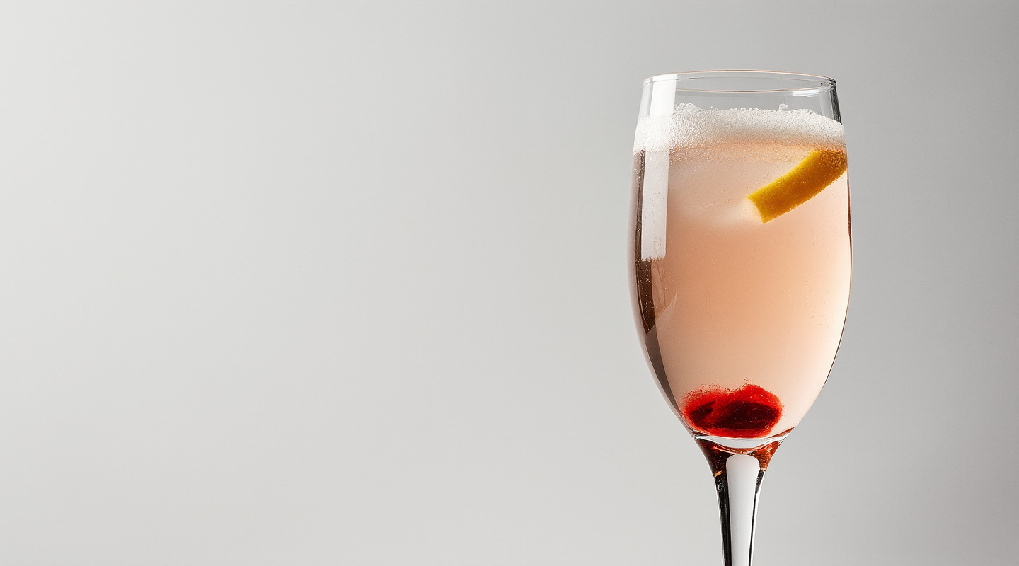 Stratosphere cocktail with a lemon zest twist and two cloves
