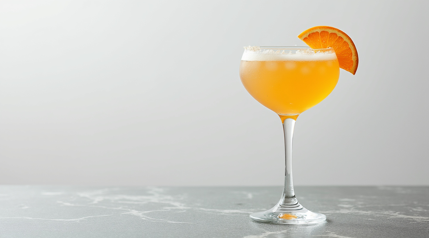 Macca Margarita cocktail served in a coupe glass with garnish