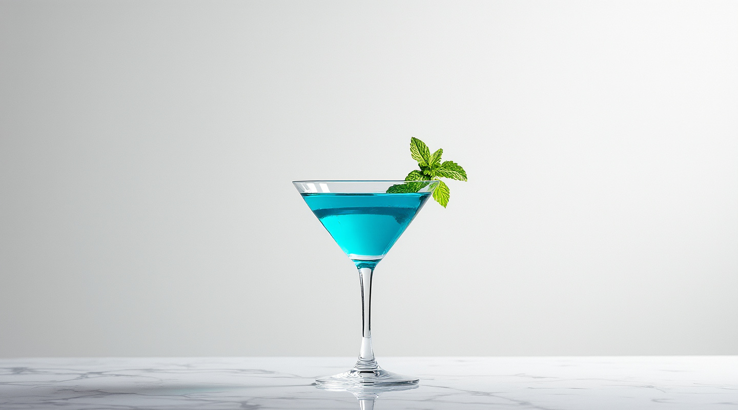 Lotus Cocktail in a martini glass with a mint leaf garnish