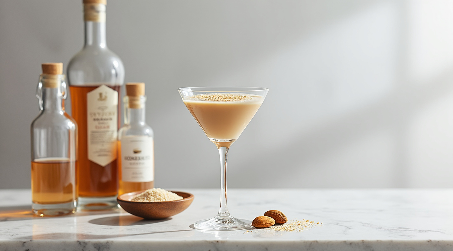 Burnt Toasted Almond cocktail in a martini glass