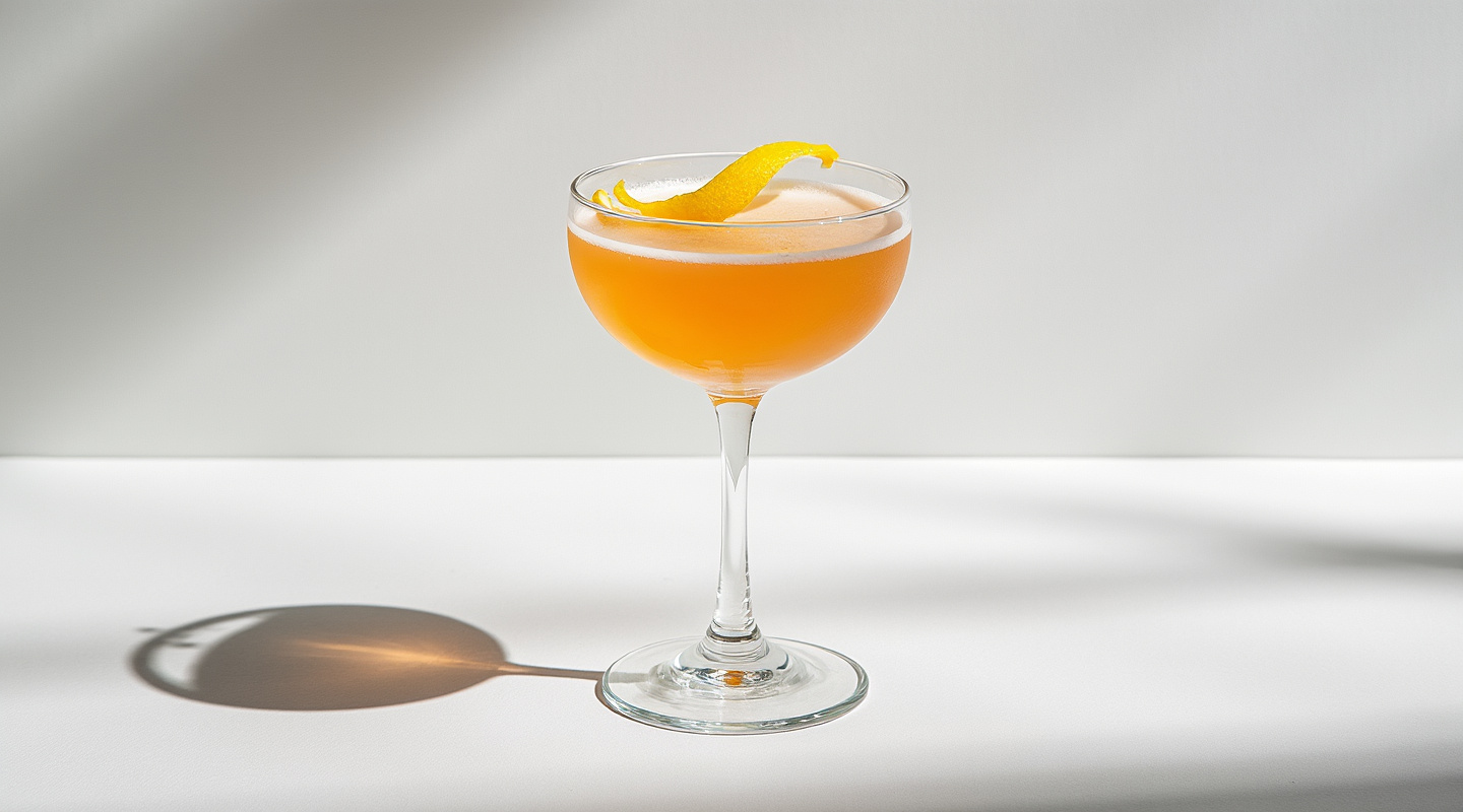 Angela Luce cocktail served in a Nick & Nora glass