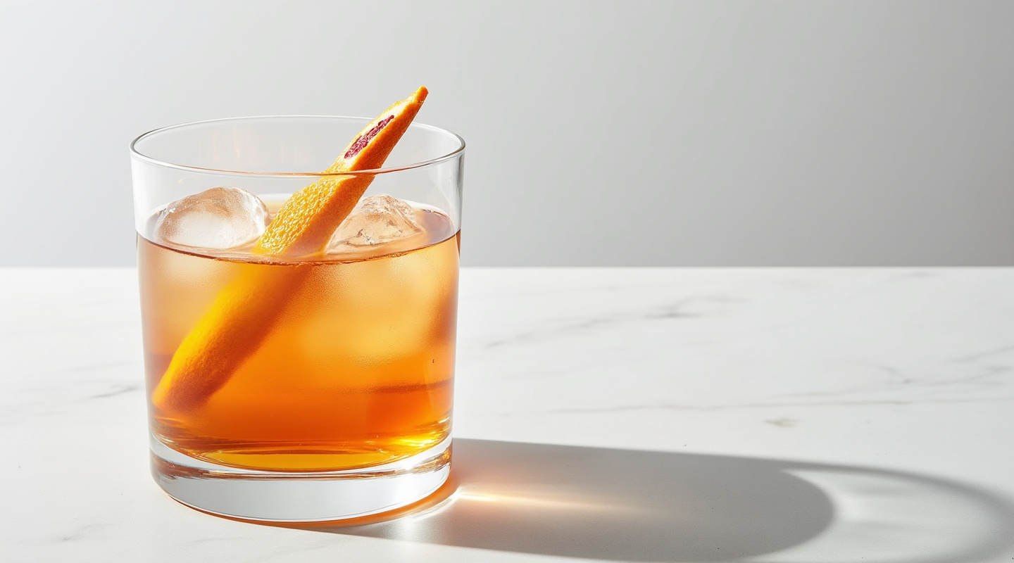 There It Is... cocktail served in an old-fashioned glass with a blood orange slice garnish