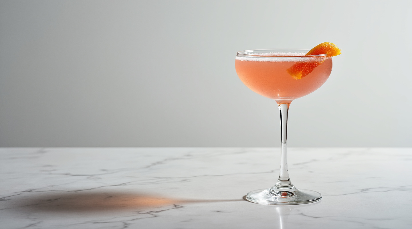 Wild Blossom cocktail in a Coupe glass