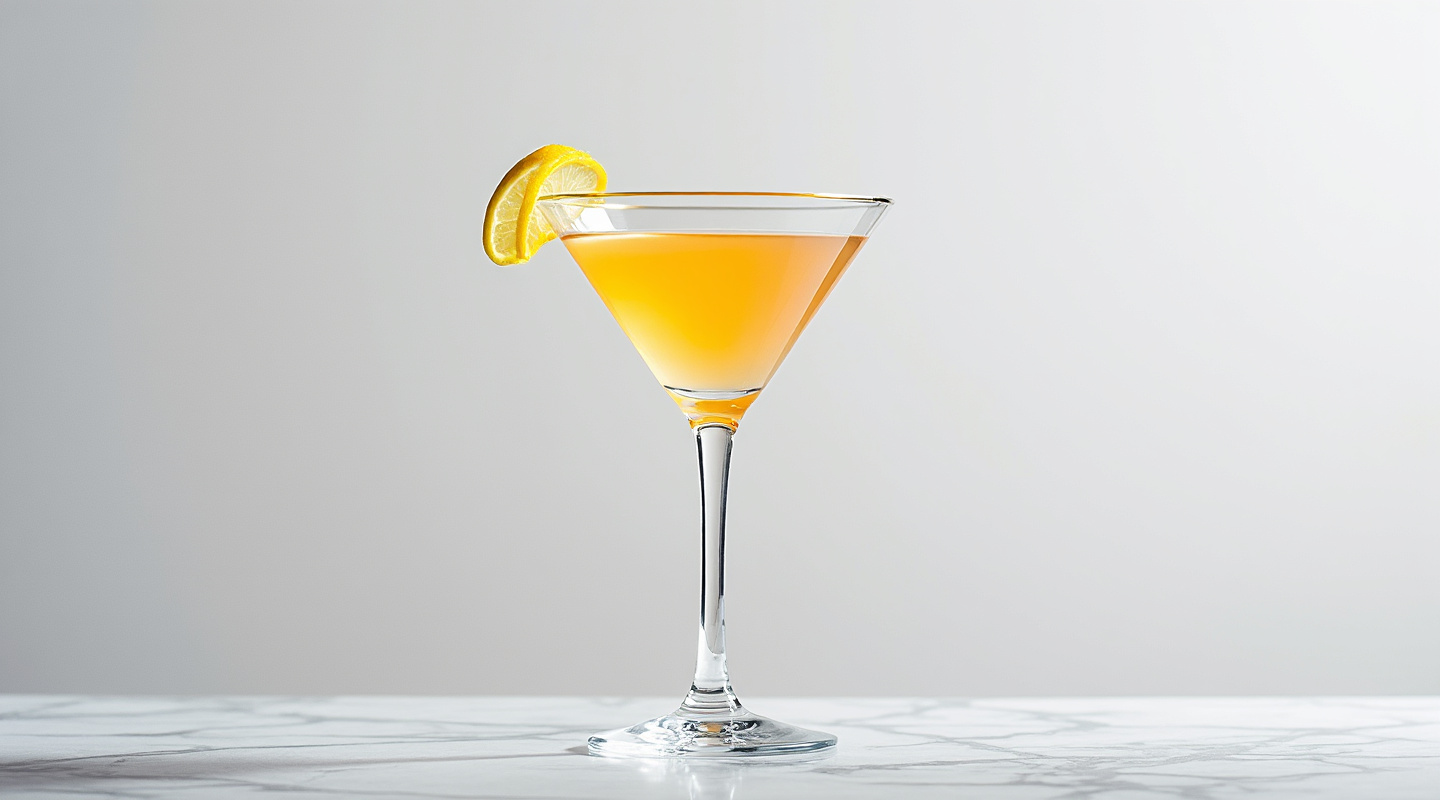 Mitch Martini in a chilled martini glass with lemon zest garnish.