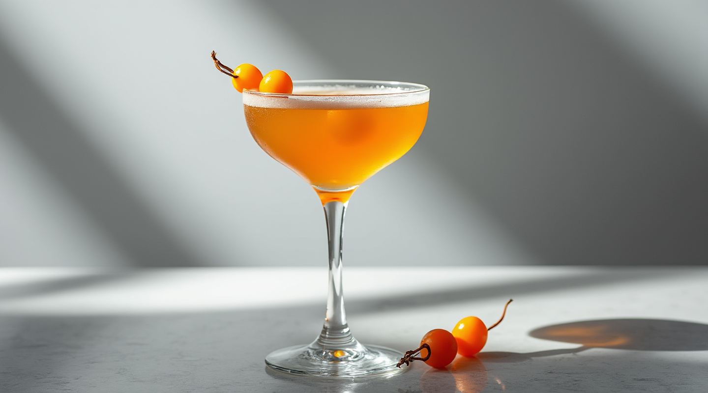 Pappy Honeysuckle served in a martini glass