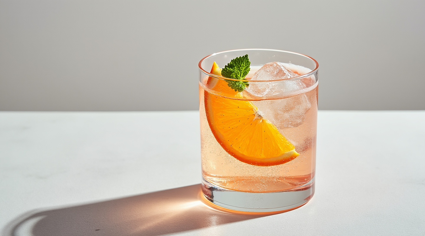 Pimm's Spritz served in a rocks glass with ice