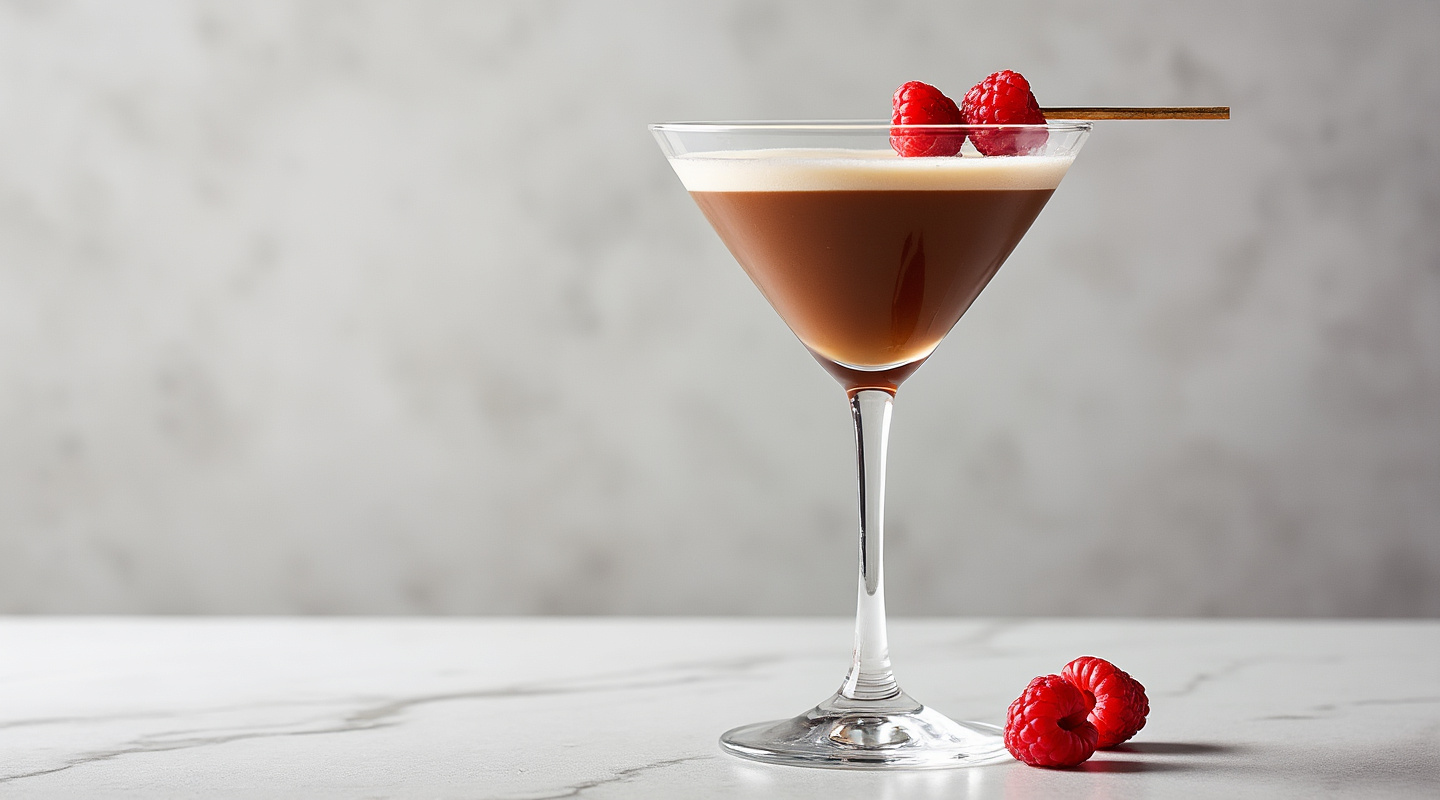 Raspberry Mocha'tini in a Martini glass