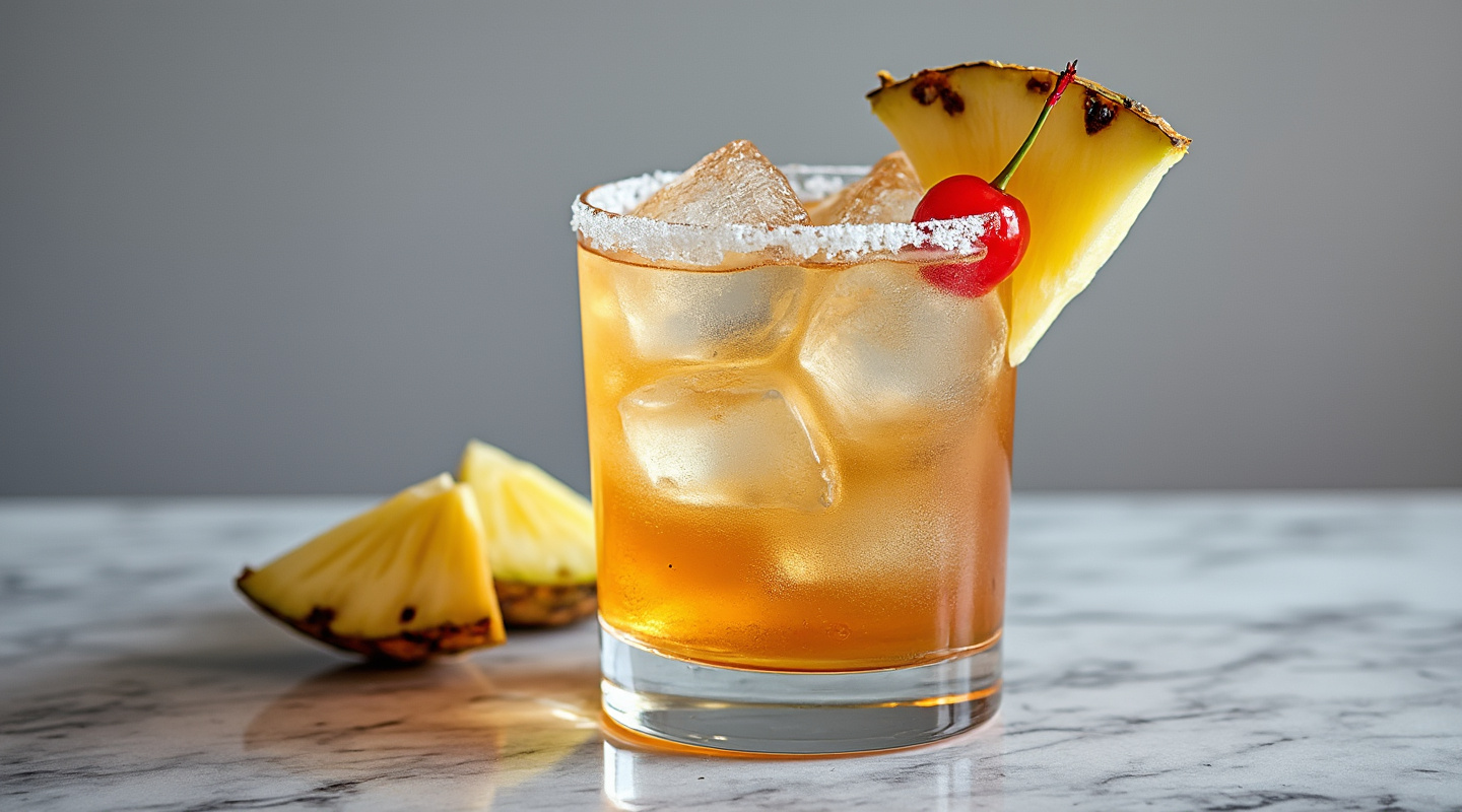 Rum Runner in a Hurricane glass