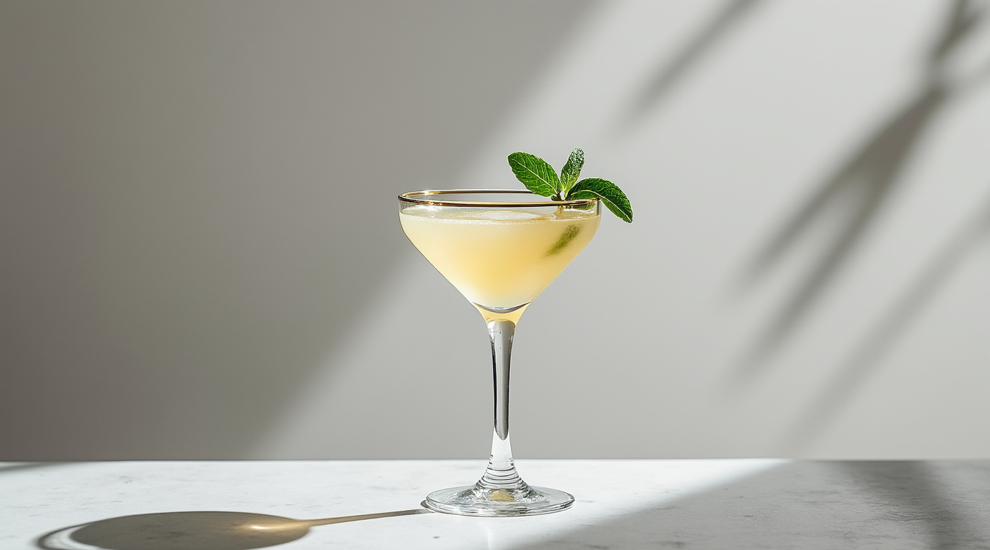 Sage Cocktail garnished with a sage leaf