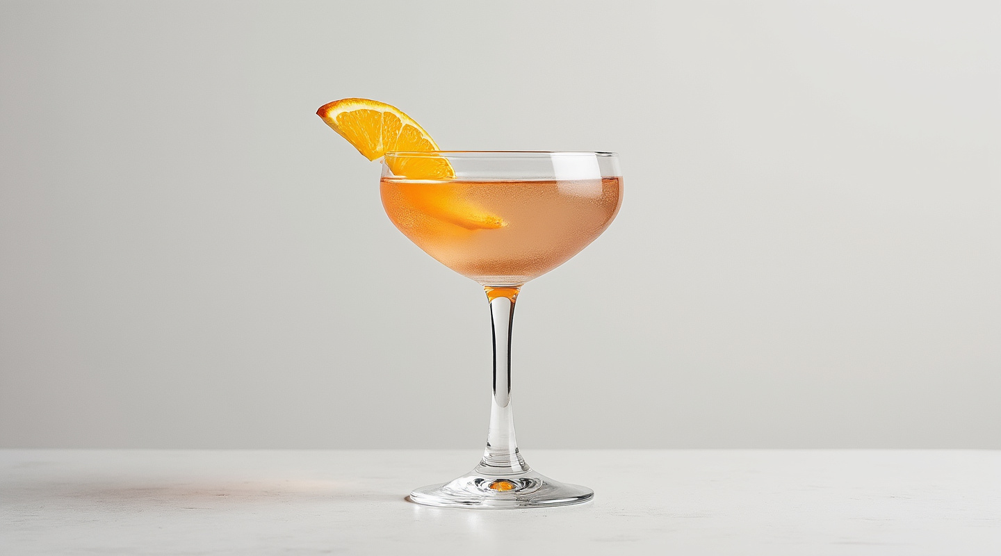 An elegant Shakerato served in a chilled Martini glass with a twist of orange zest.