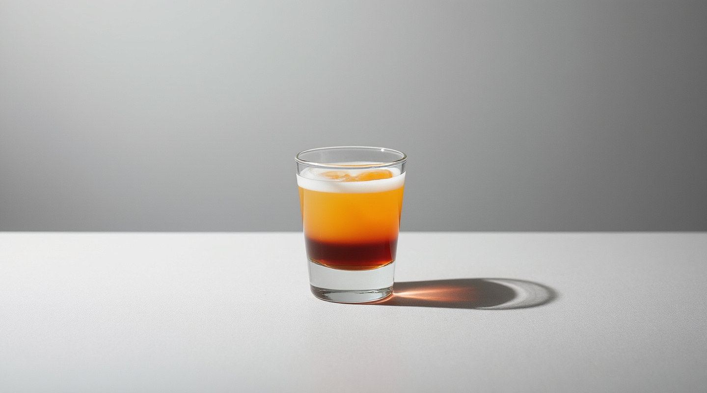Slippery Nipple cocktail served in a shot glass