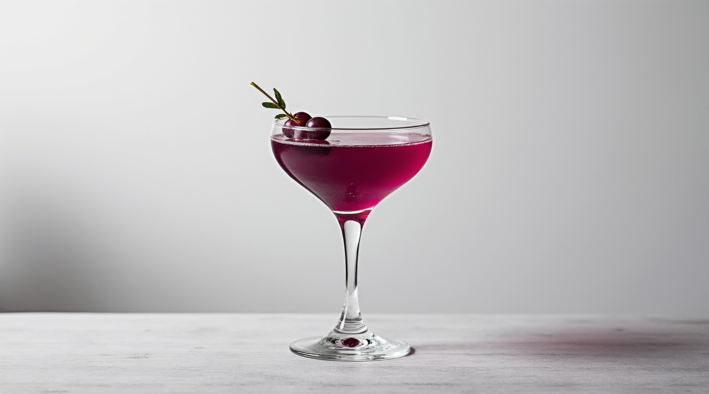 Sodden Grape in a Martini glass garnished with grapes