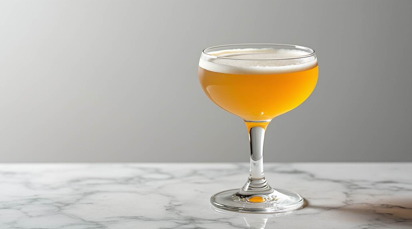 A shot glass containing a creamy pink Bazooka cocktail