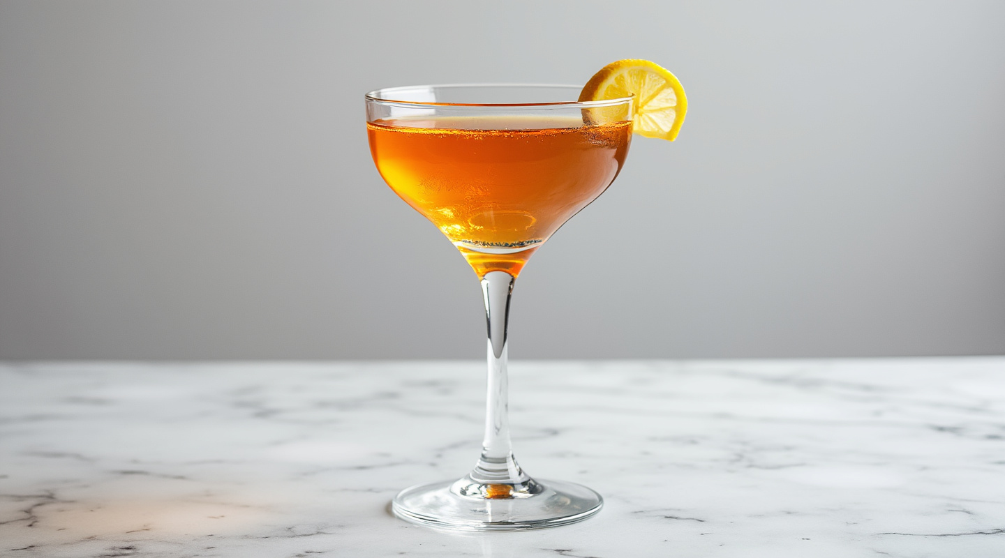 A Toddy Cocktail served in a chilled Martini glass.