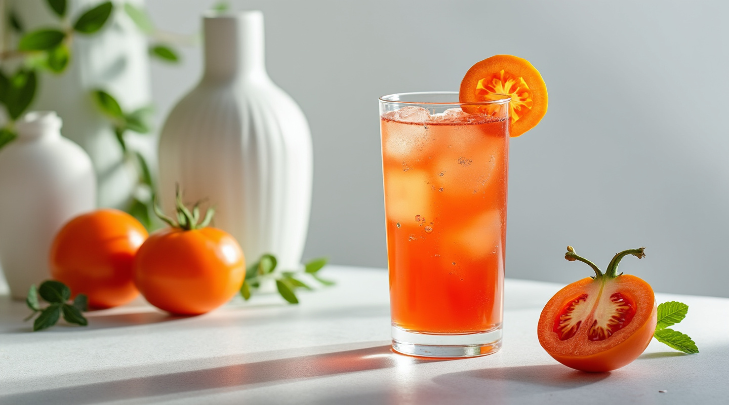 Tomate cocktail in a Collins glass