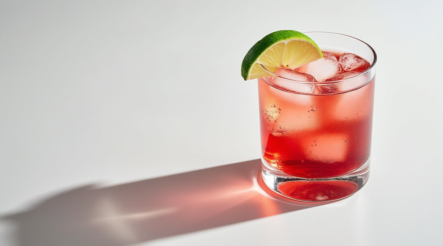 Harpoon Cocktail in a glass with a lime wedge